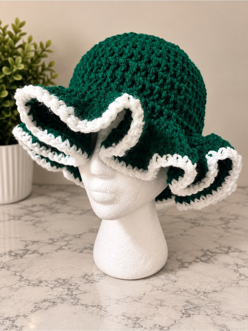 NY Jets inspired Ruffle Hat